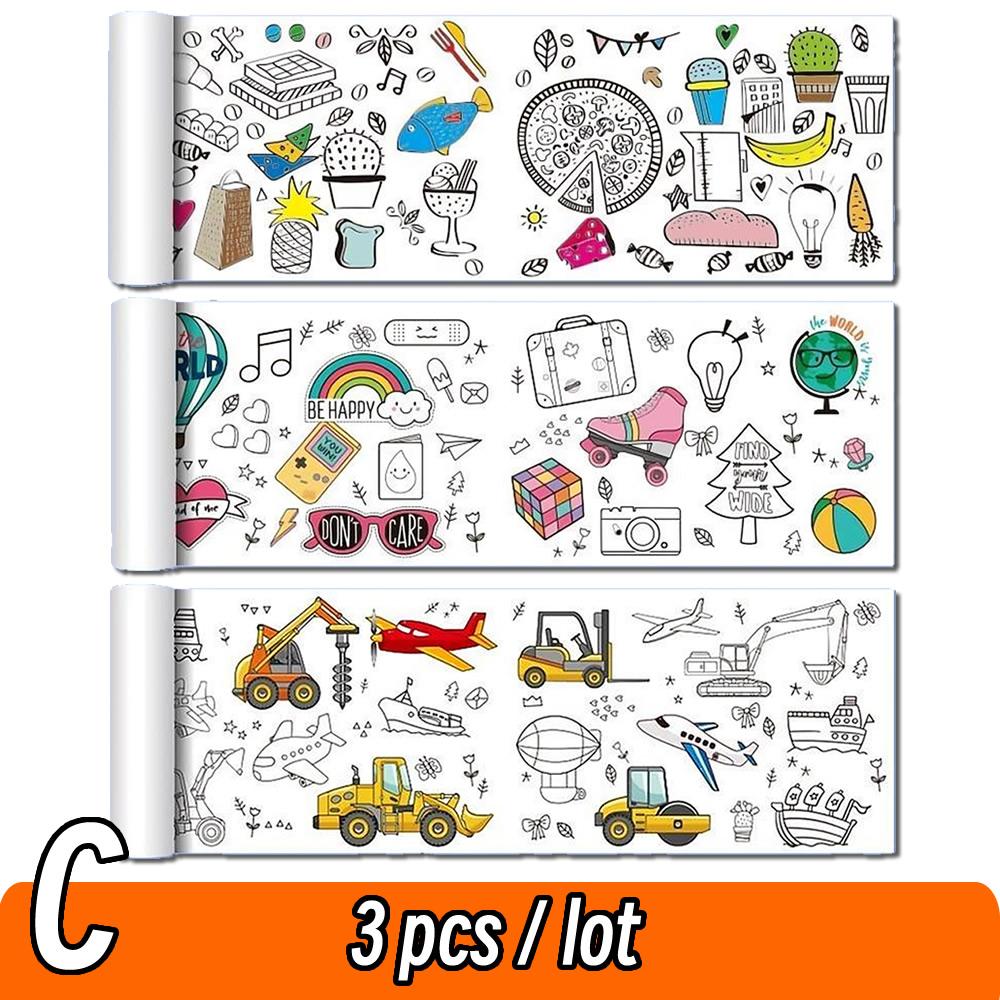 Rollo de papel para colorear de 90 cm con diseño de animales para niños, ideal para rellenar con colores, grafiti, recortes de papel, pintura, material educativo escolar.