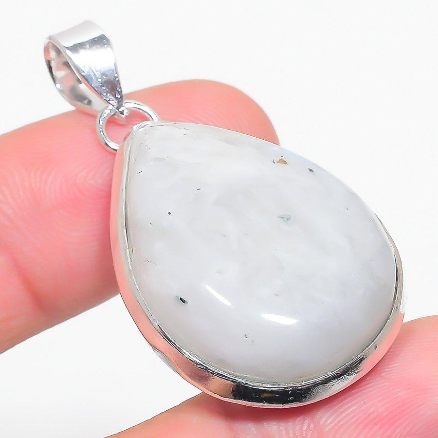 

Подвеска из стерлингового серебра 925 пробы с натуральным радужным лунным камнем 1,77 дюйма h6j13