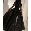 Spring Summer New European American Style Women's Long Sleeve Sequined Big Hem Evening Gown Formal Dress