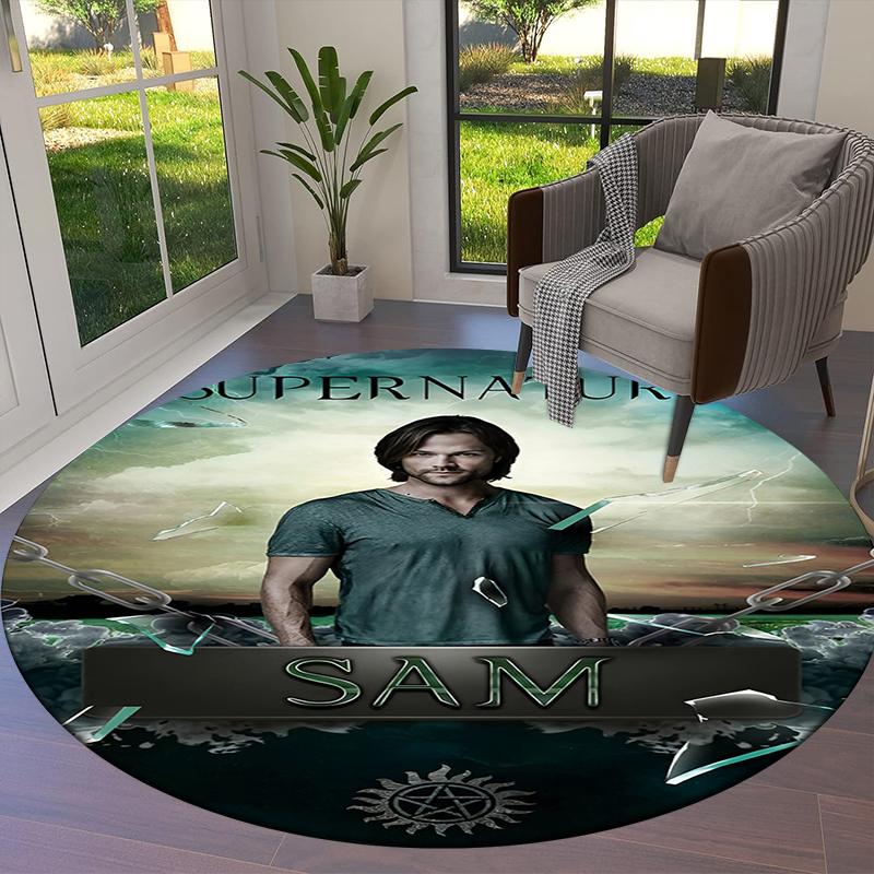 Supernatural Round Area Rug,Carpet Rug for Living Room Bedroom Sofa Playroom Decor,Non-slip Floor Mat
