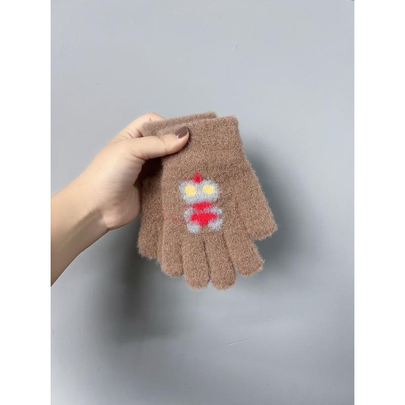 

- Детские перчатки для годовалых детей, мультяшные, с разделением на пять пальцев, для младенцев, осенне-зимние, для мальчиков и девочек, детские, универсальные, бархатные, утолщенные, теплые average size, recommended for about 6-12 years old коричневый