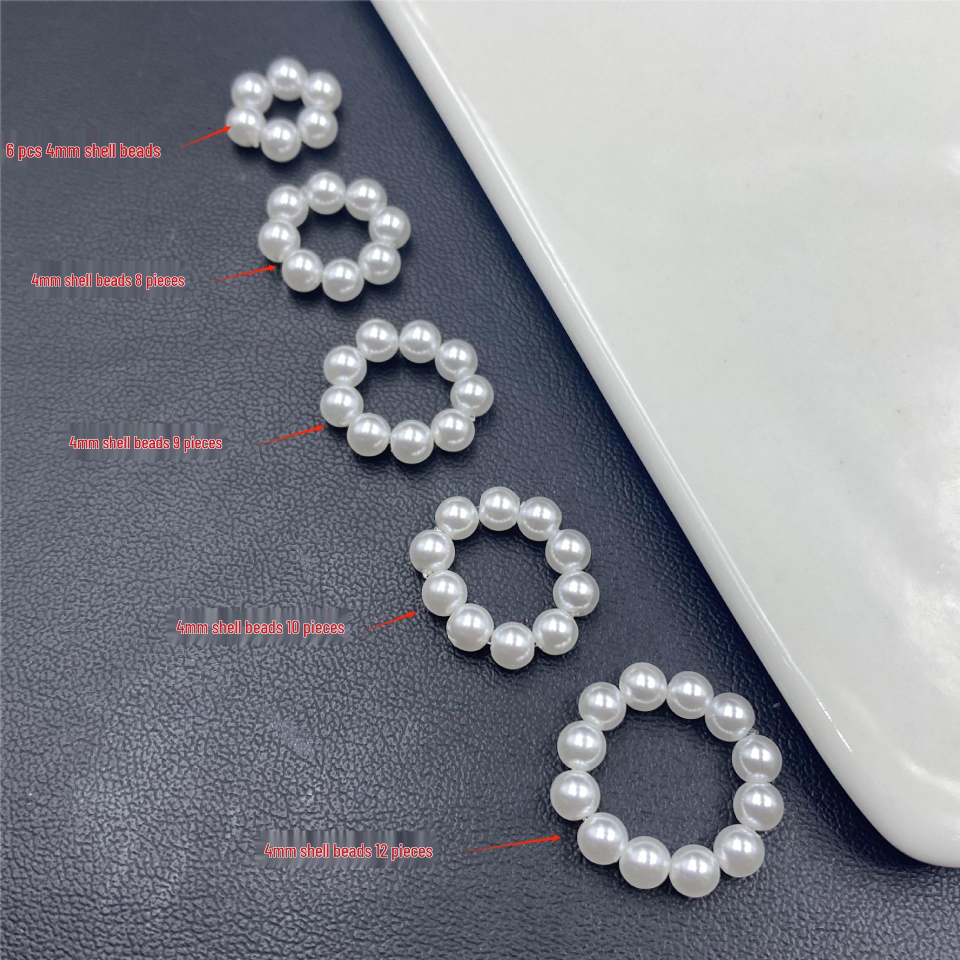 Elegant 4mm Shell Pearl Bracelet: Original Design with Crystal Beads and Spacer Beads 4mm, 10pcs, for 15mm+ beads