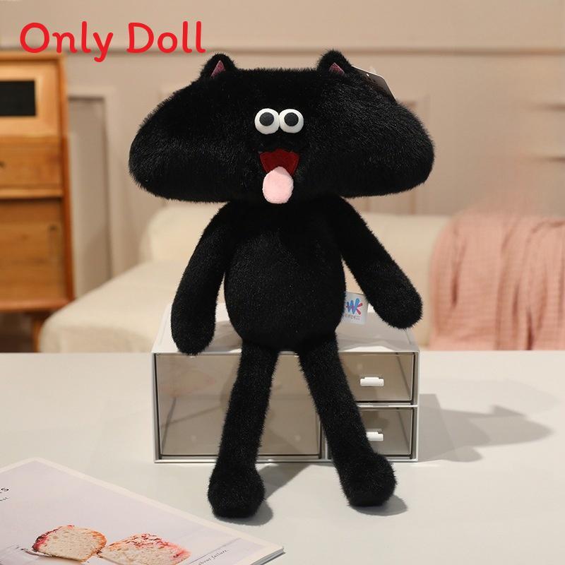 Super Soft Short Plush Frenchie Cat Plush Toy With Tongue Out Funny Design For Kids And Teens