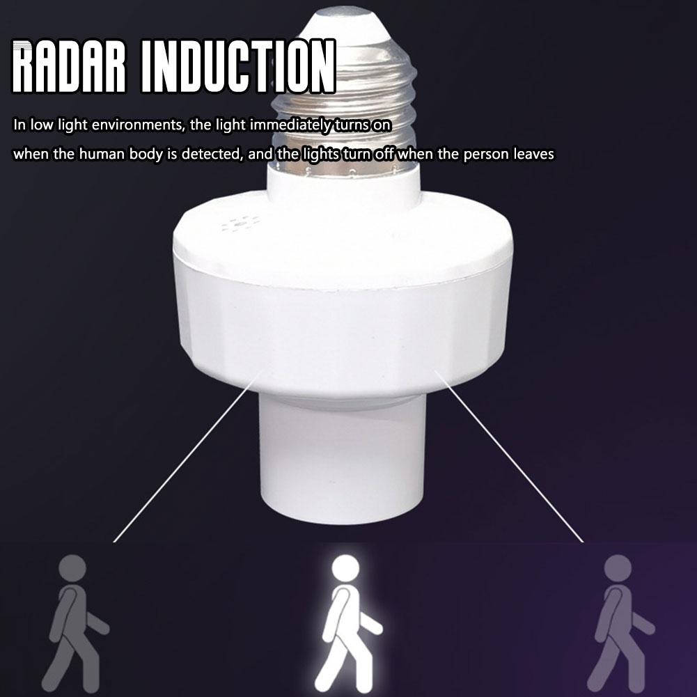 Radar Induction E27 Lights Socket Smart Light Bulbs Human Motion Light Lamp Base Q9T3