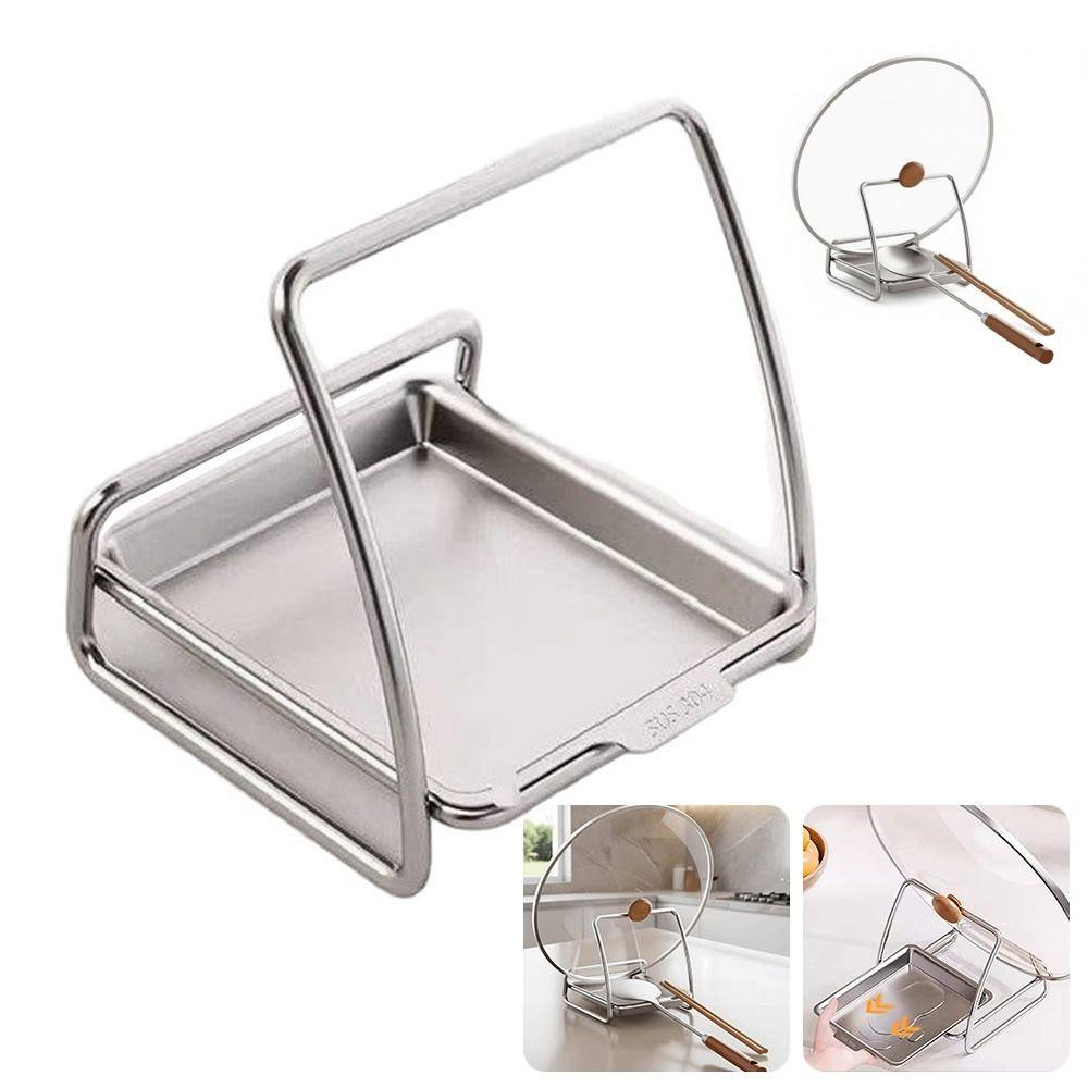 Stainless Steel Pot Lid Stand Rustproof Kitchen Storage Rack Portable Chopping Board Organizer