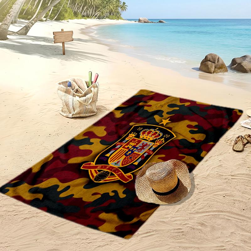 Spain Football Print Beach Towel Quick Dry Super Absorbent Soft Bath Towel for Swimming Beach Travel Fan Souvenir Gift