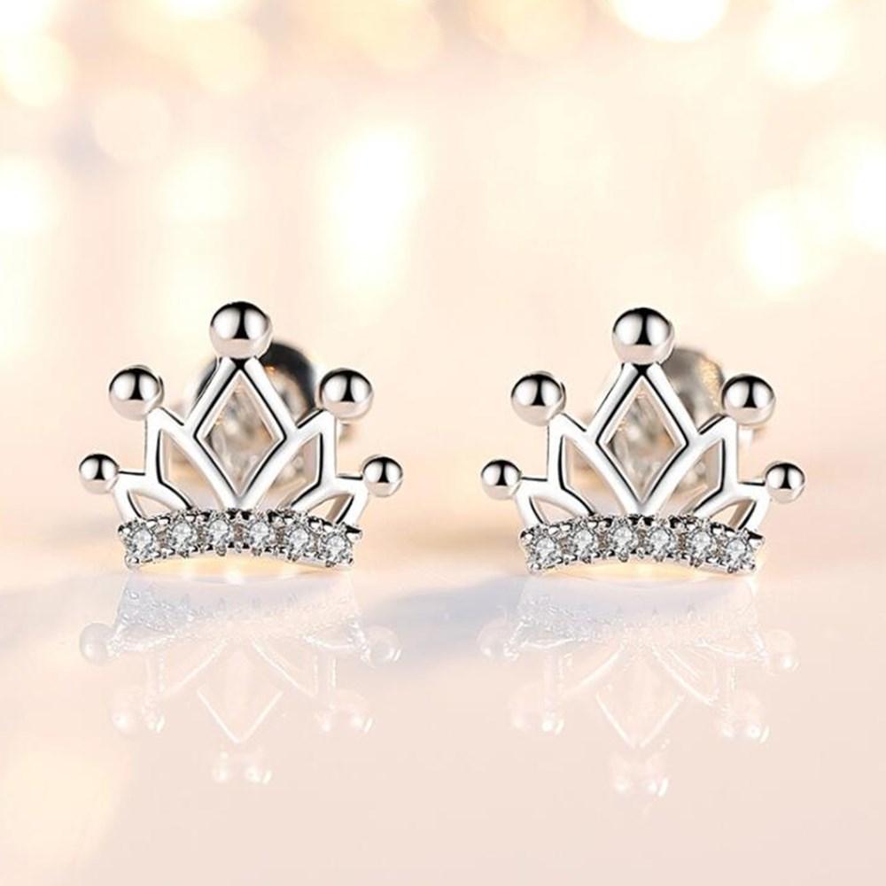 Nehzy 925 Sterling Silver Stud Earrings High Quality Woman Fashion Jewelry New Simple Crown Crystal Zircon Sale Earrings