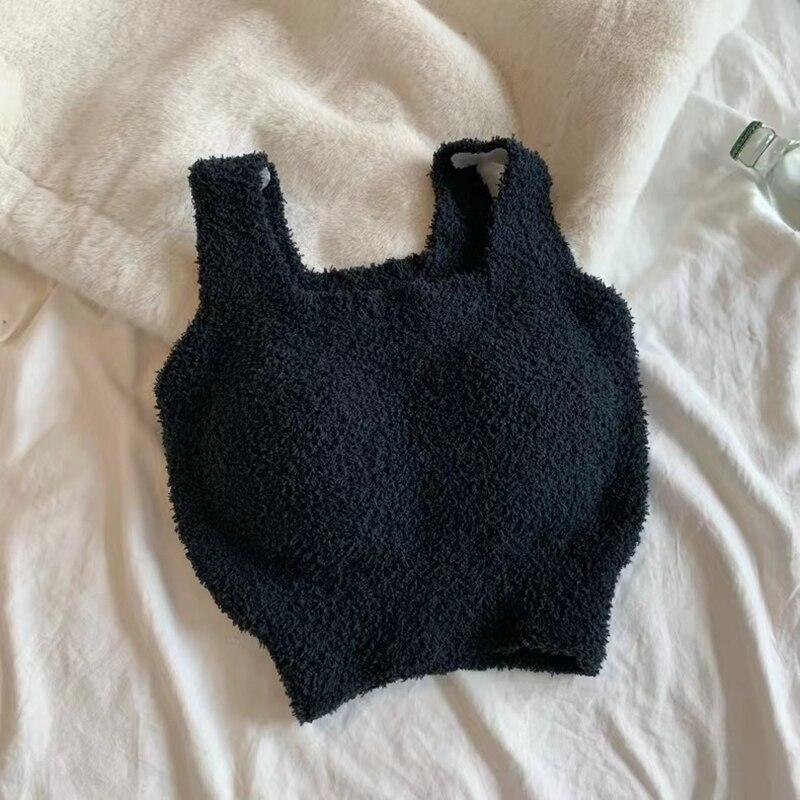 ITOOLIN Camisolas quentes de cashmere para mulheres de inverno com bojo de sutiã, regatas grossas de tricô, tops doces para mulheres