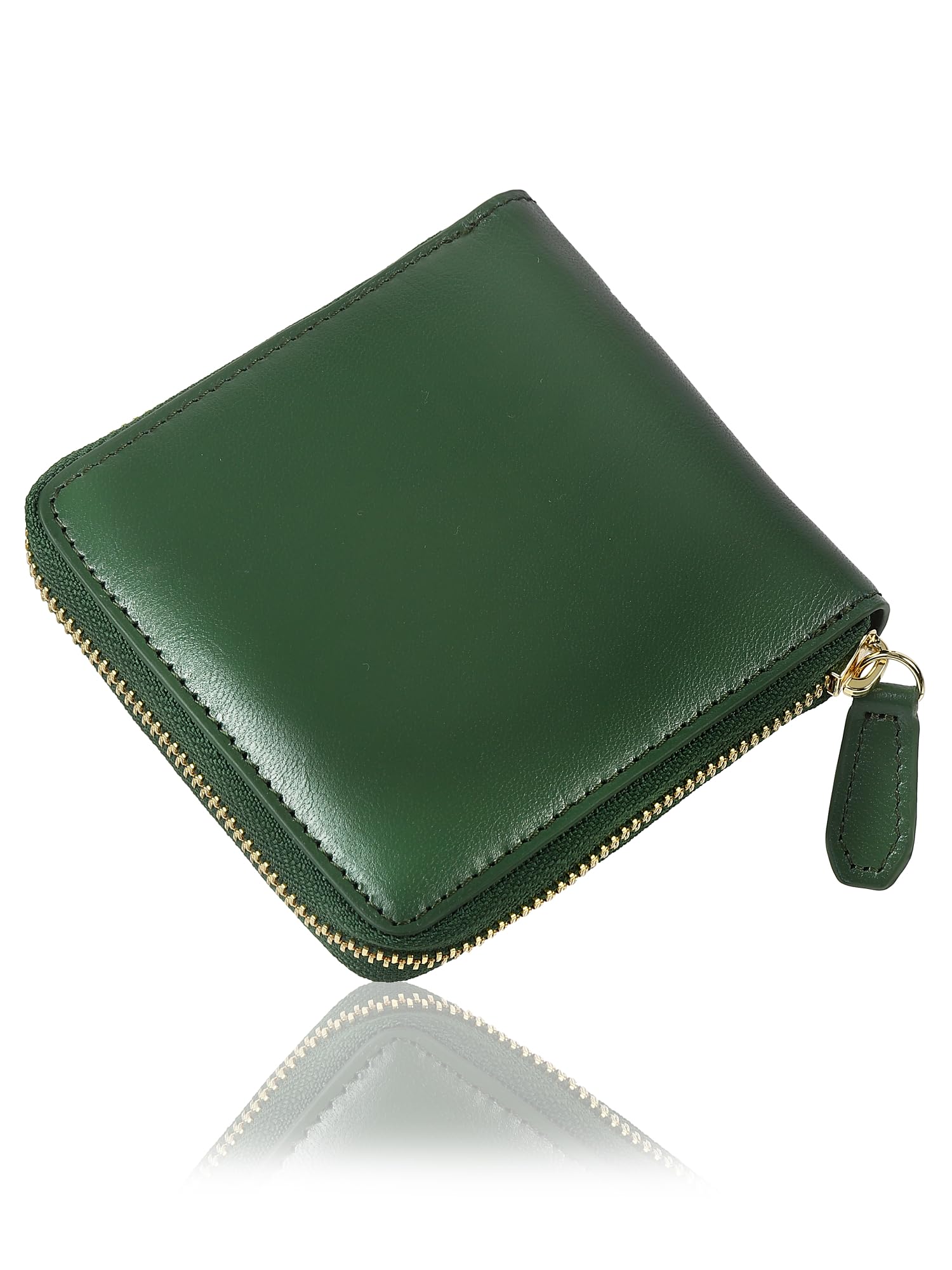 

Mura Bifold Goat Leather Wallet with Genuine Leather Zipper and Function Women s Anti-Skimming (Green) зелений