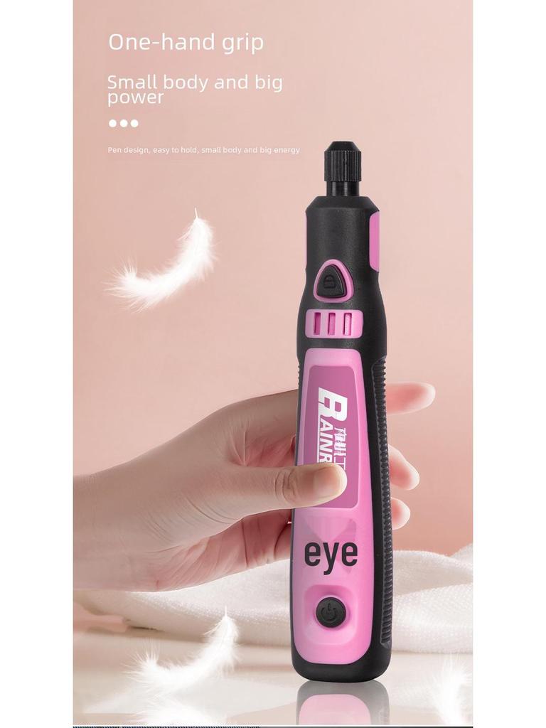 Mini stylo de gravure électrique rose rechargeable avec contrôle de vitesse et batterie au lithium pour le polissage et le meulage des ongles.
