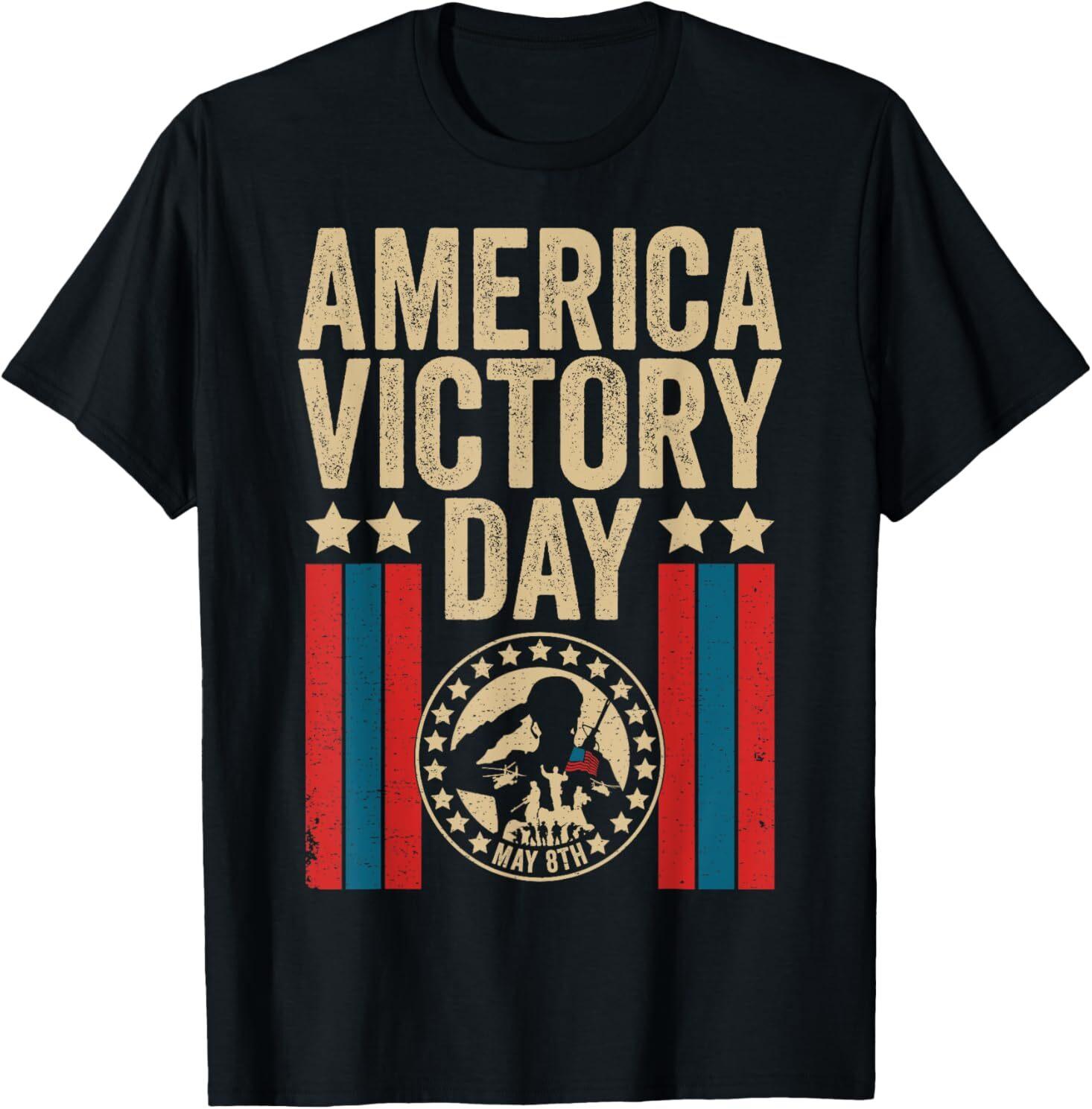 America Victory Day Patriotic Soldier May 08 Vintage T-Shirt S