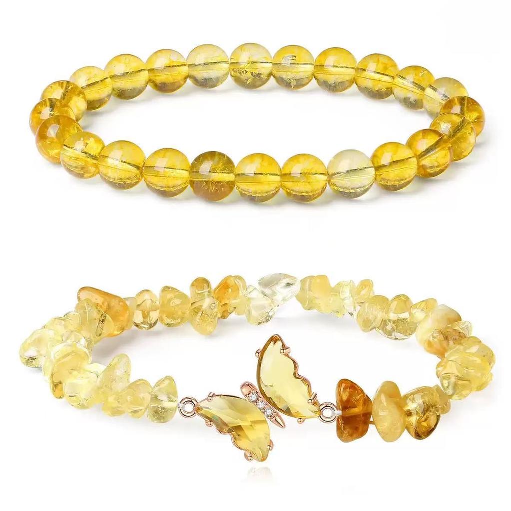 Festive Gifts Natural Chip Stone Beaded Bracelet Set With Butterfly Charms Delicate Fashion Jewelry For Women Daily Wear Simple Versatile Accessory
