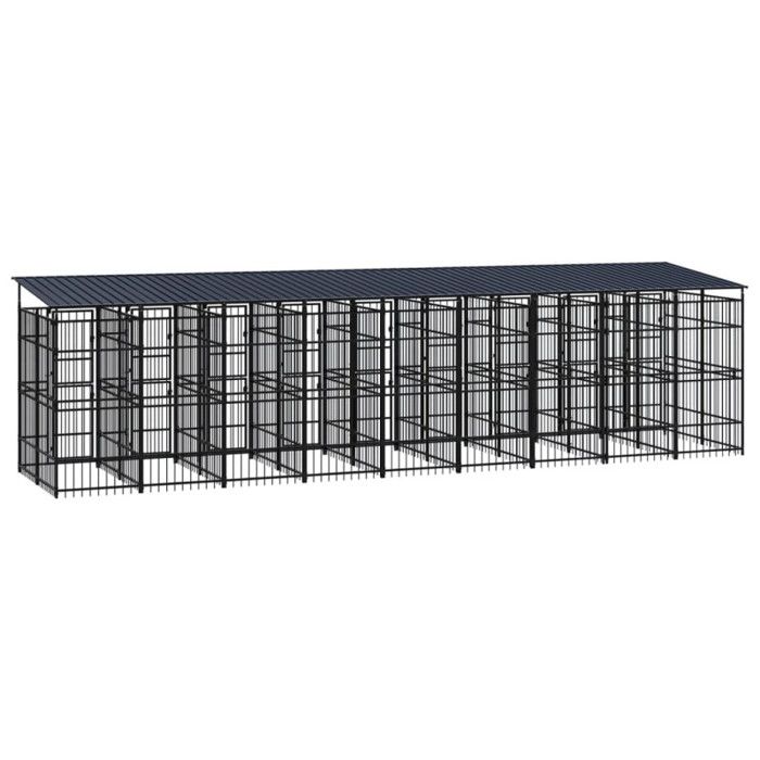 VidaXL Chenil d'Extérieur avec Toit pour Chiens Acier 16,59 m² Cage Enclos 3097954