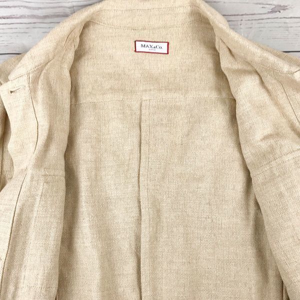 MAX&CO. Silk & Linen Long Sleeve Jacket/Women's M/Beige/Hidden Button/Minimal Style(USED)