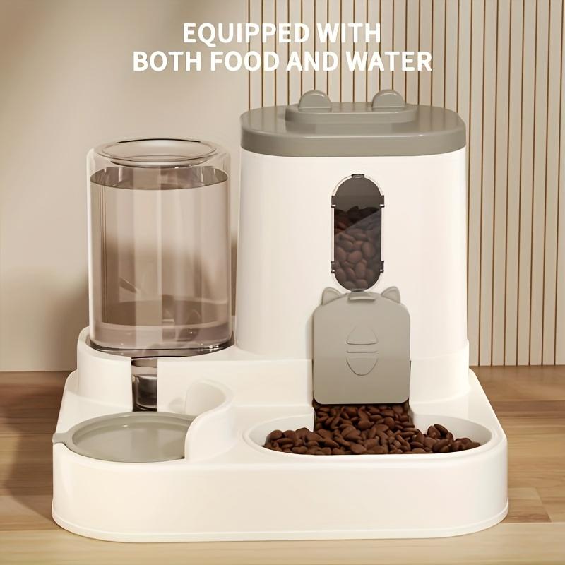 2-in-1 Pet Feeder and Water Dispenser Combo Set, Automatic Food and Water Dispenser for Small To Medium Cats and Dogs