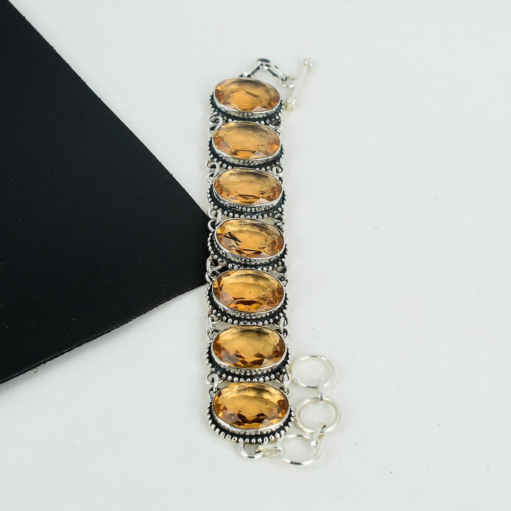 Beautiful Morganite Gemstone Handmade 925 Sterling Silver Bracelet, Morganite Bracelet For Wife , Unisex Bracelet, Anniversary Gift