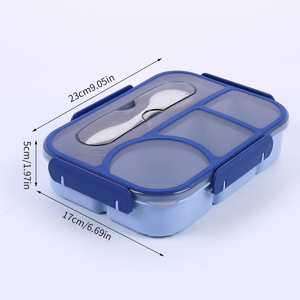 Lunch Box Bento Box 4 Compartment with Utensils Leakproof Portable Food Storage Snack Container for Work Home