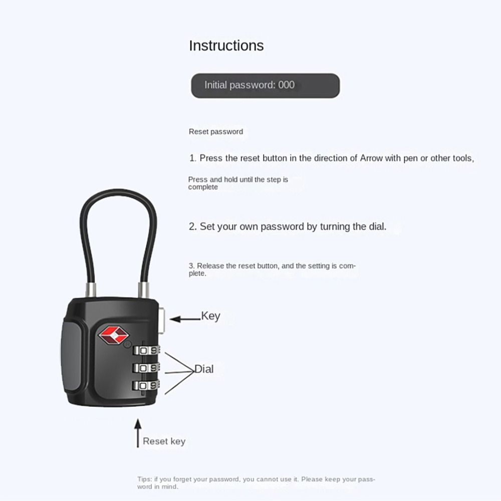 Anti-theft Lock Combination Lock TSA Customs Lock 3 Dial Digit Combination Lock Safely Code Lock