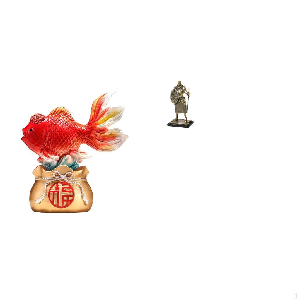 Chinese Feng Shui Koi Knight Statue Desktop Decoration European Creative Figurine for Entryway