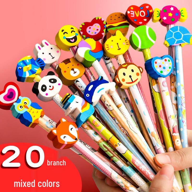 Cute HB Wooden Pencils with Eraser (20-Pack)