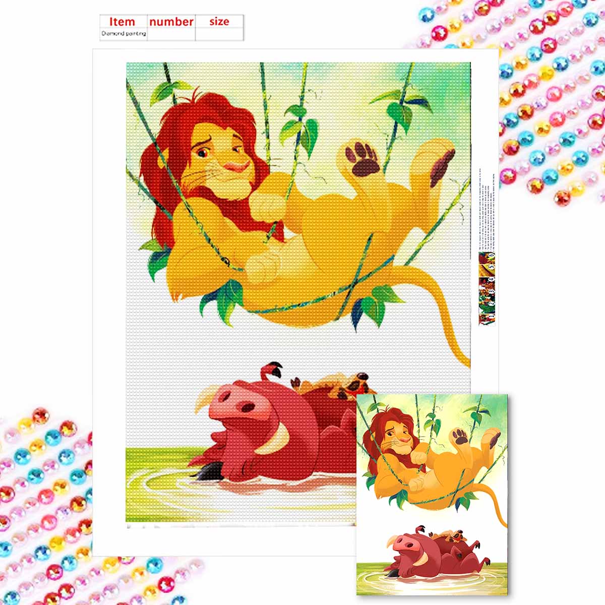 

Алмазная живопись своими руками Львы и дикие кабаны Набор для вышивания крестиком Мозаичное искусство Алмазная живопись Полная выкладка Алмаз Домашнее украшение Round 20x30cm