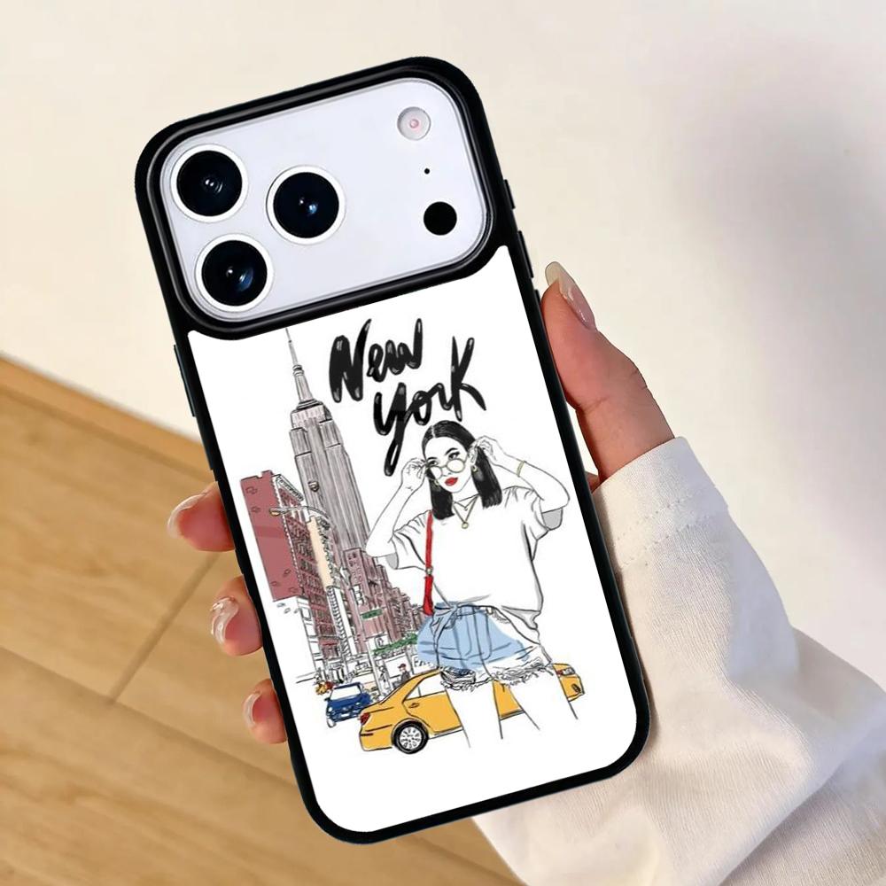 New York Lady Girl Mobile Phone Case for IPhone 17 AIR 16pro Max 15 14 13 12 11 Bumper Cover