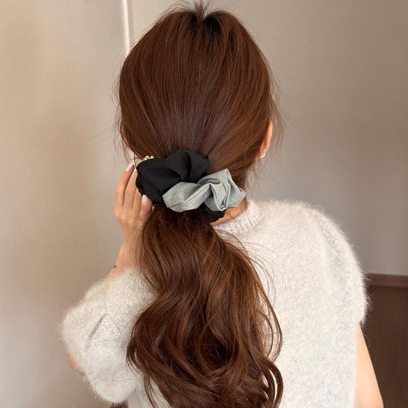 Fashion Double-color Patchwork Hair Bow, Elegant Twisted Hair Tie, Fabric Hair String Accessory