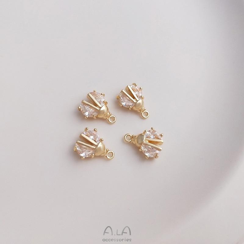 14K Gold-Filled Zircon Beetle Pendant for DIY Jewelry