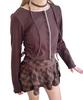 WEGO PHILLY Cardigan and Choker Set with Lace and Ribbed Brown Women's Cardigan,