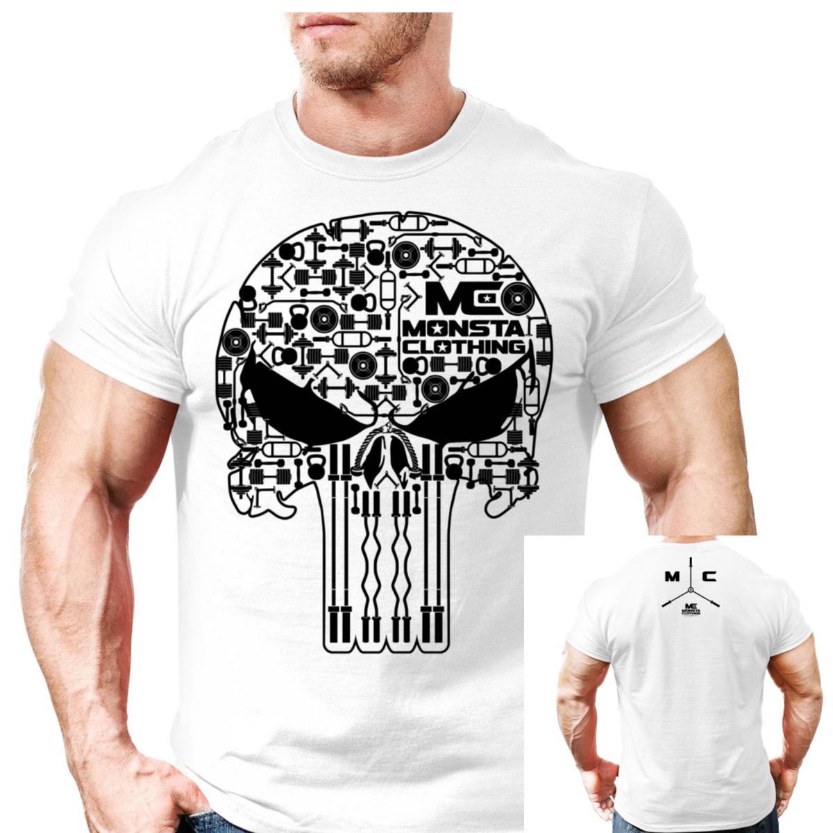 

Punishing Weights Skull Fitness Weightlifting Training Casual TShirt Mens and Womens Luxury Brand Top M