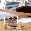 Son Birthday/Christmas Gifts: Clear Acrylic Desk Sign. Mom/Dad’s Keepsake (for Graduation too).