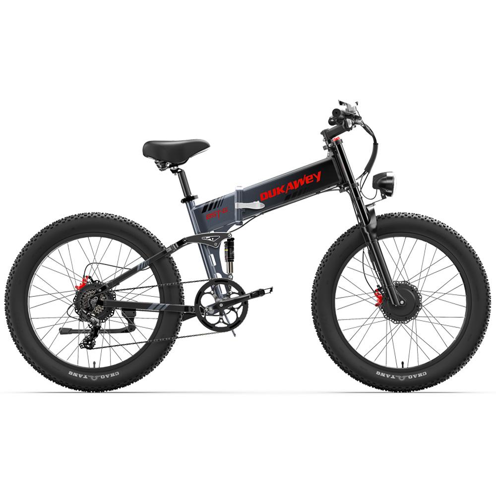 Electric Bicycle Foldable Dukawey 1000Wx2 Motor Full Suspension 48V 17.5AH 26" Fat Tire Ebike For Adult Color LCD Screen BST-6