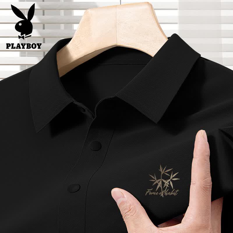 PLAYBOY Men s 2026 Summer Ice Silk Quick-Dry Polo Shirt M
