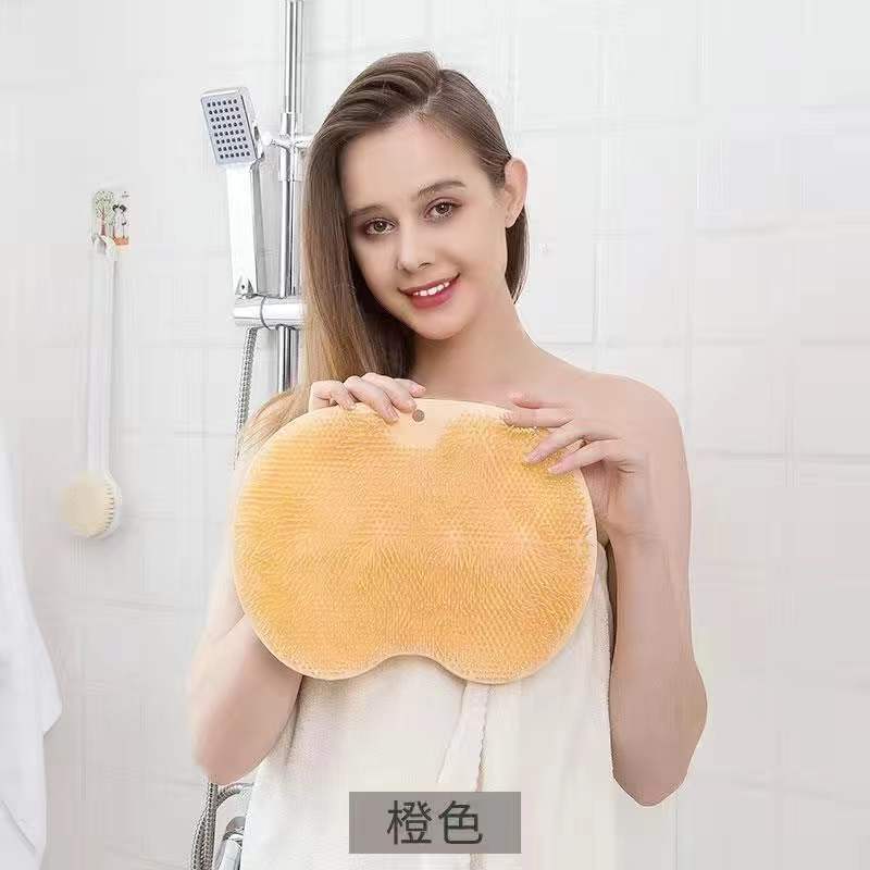 

Multifunctional Bathroom Back Scrub Brush Silicone Reusable Non-Slip Shower Back Scraper Foot Massage Cleaner Bathroom Tool оранжевый