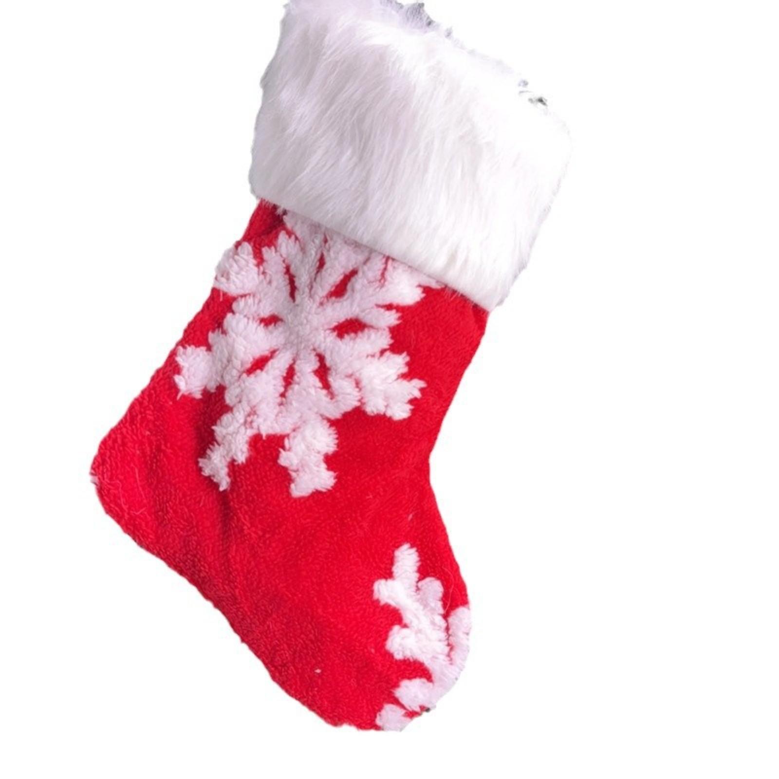 

Рождественские подарочные носки, украшения для рождественской елки, носки со сладостями, снежинки, шерстяные семейные праздничные рождественские носки, висящие на вешалке One Size белый