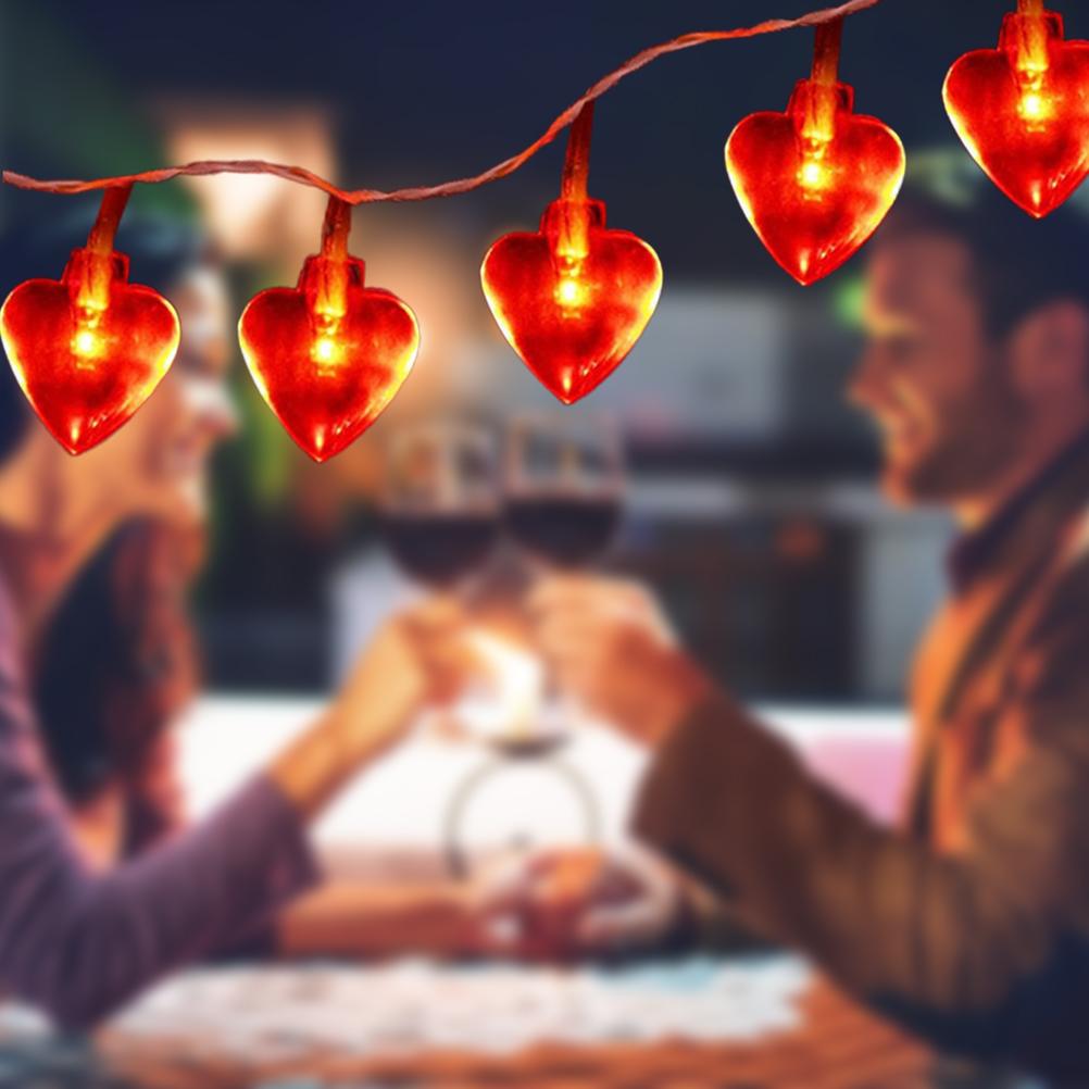Ghirlandă Luminoasă în Formă de Inimă Iubire 6 Metri 40 Leduri Inimă Iubire Lumini de Valentine pentru Petrecere de Nuntă