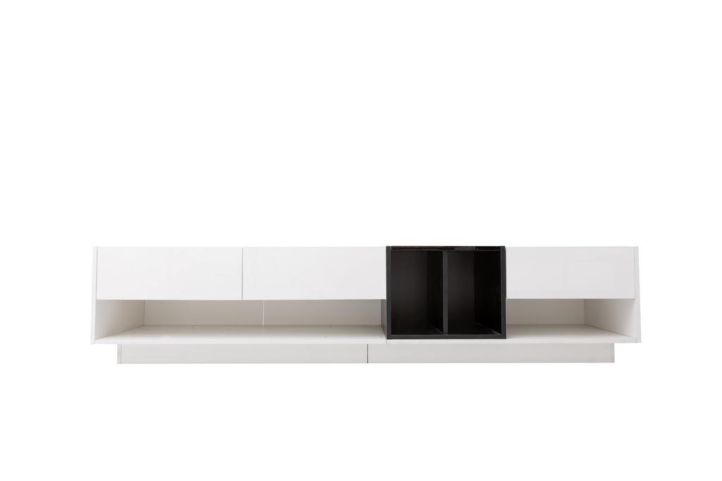 Lowboard TV Cabinet, Modern TV Stand with 3 Drawers and Open Storage Compartment, TV Board with Ample Storage Space, Color Block Design