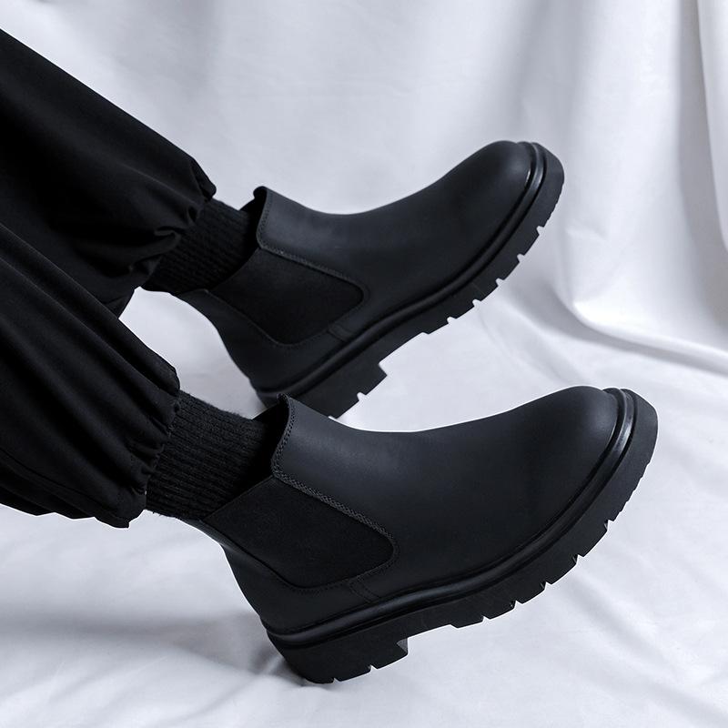 Chelsea boots men's medium help Korean version of thick-soled Martin boots casual versatile height increase low-top ins tide short boots 9887-R
