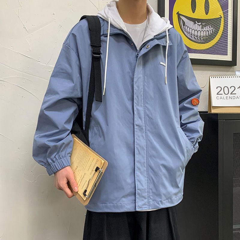 Fake Two-piece Jacket Fat Man Ins Handsome Hooded Jacket Men's Spring and Autumn Korean Version Large Size Loose Student Clothes