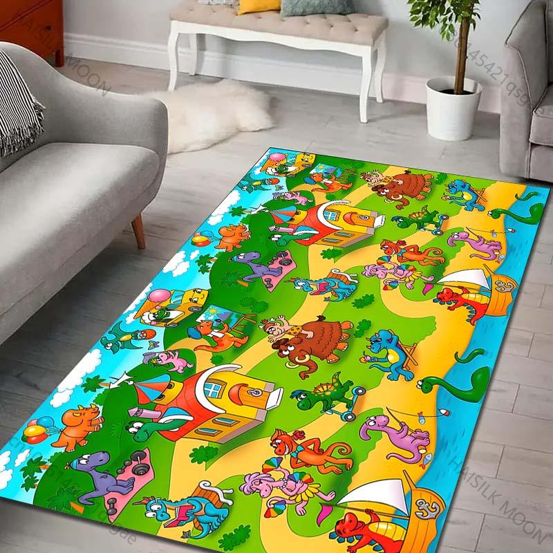 Teppich mit Cartoon-Tiermuster für Wohnzimmer, Schlafzimmer, Sofa, kreative Fußmatte, Heimdekoration, Kinderaktivitätsbereichteppiche