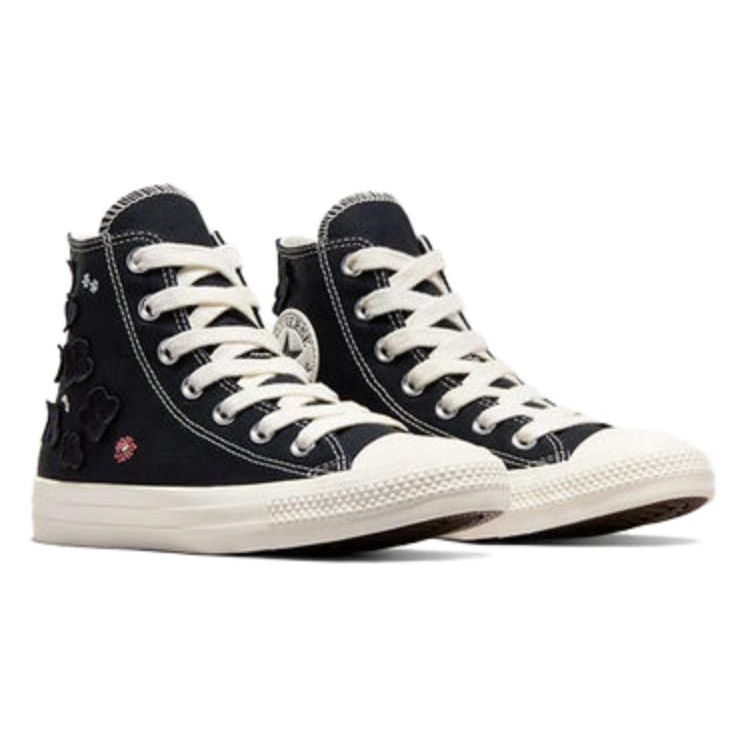 Converse Chuck Taylor All Star High 3D Blomster Dame Sneakers Svart Egret Lilla A09101C