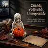 Grim Reaper Figurine Skeleton Holding Pumpkin Figurine, Resin Statue, Halloween Dark Decor Spooky Shelf Table Ornament, Trick or Treat Gift Desktop