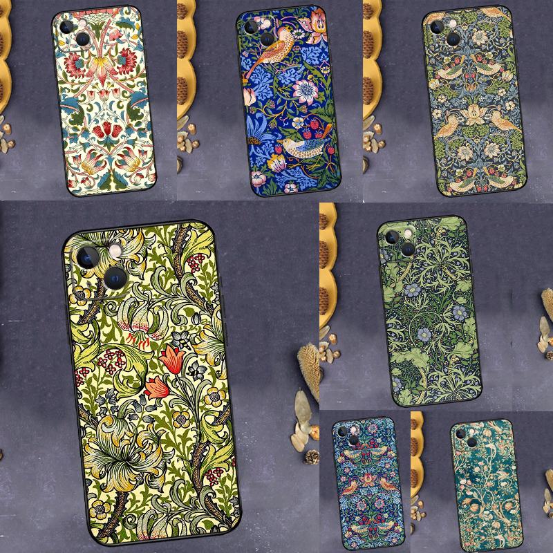 William Morris Case For iPhone 14 15 16 Pro Max 11 12 13 Mini X XR XS Max 14 Plus Soft Cover