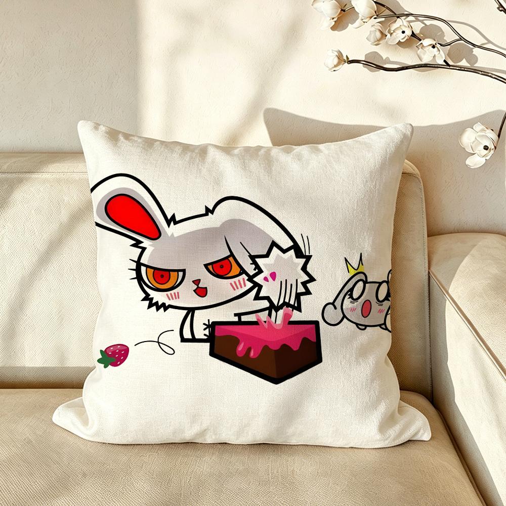 Character Bloody BBunny Cushion Cover Pillow Case Antidustmite Pillowcase Silky Short Plush Sofa Cushion Cover hot
