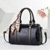 Fashionable Large Capacity Boston Women's Bags Retro Print Commuter Tote Bag Single Shoulder Crossbody Bag PU Material Handbag