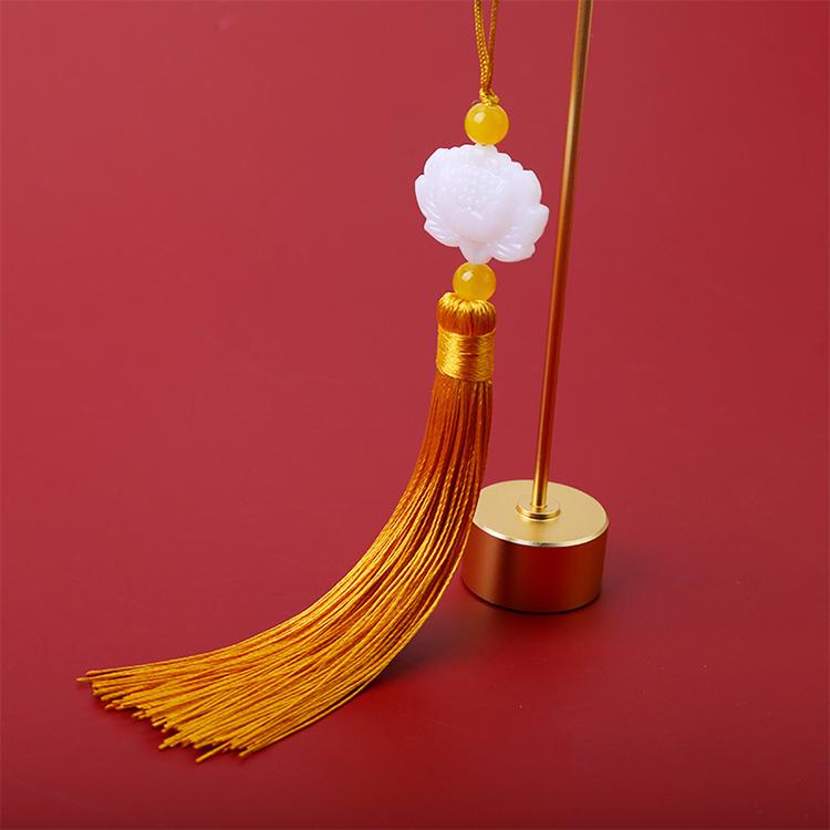 2pcs/Lot White Lotus Pendant Tassel Hanging Tassel Silk Fringe Bangs Flower Tassel Trim Key For Curtains Home Decor Accessories