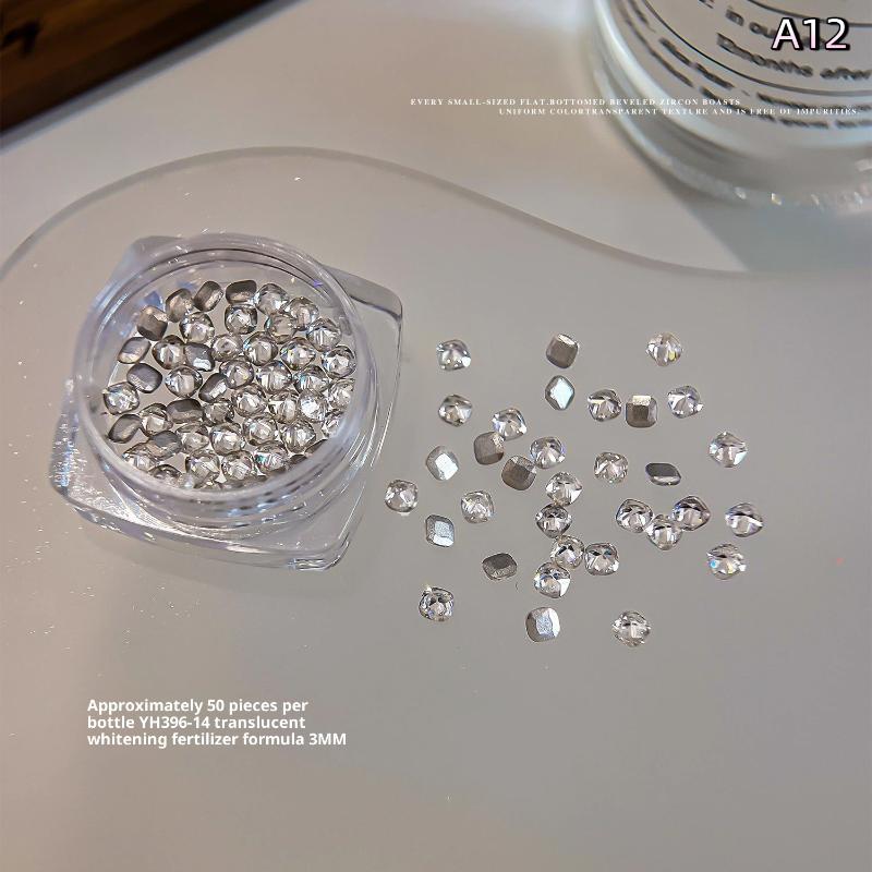 Mixed Zircon Nail Rhinestones Shiny Nail Diamond Flat Nail Gems Glass Stones Nails Decoration Nail Charm Diy Manicure Art
