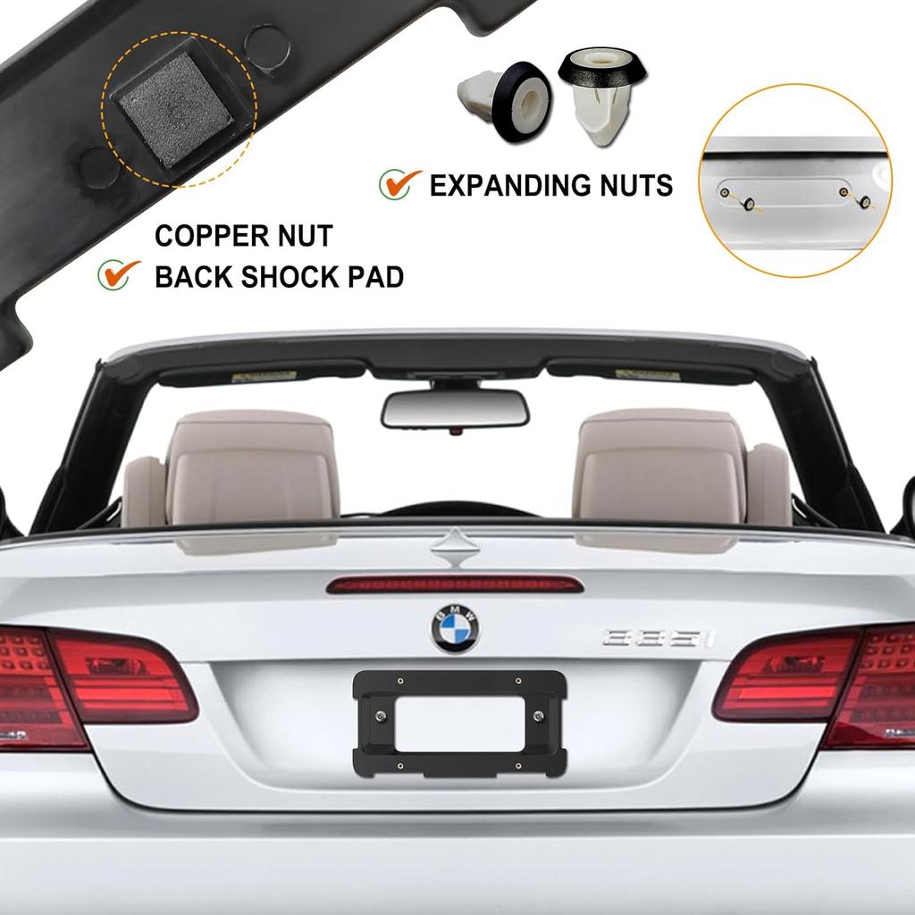 Rear License Plate Holder Bracket For BMW 1/2/ 3/5 / 6/ X Series, 328I 323I 528I M3, Mini Cooper, Bumper Trunk Car Tag Frame With Screws, Replace