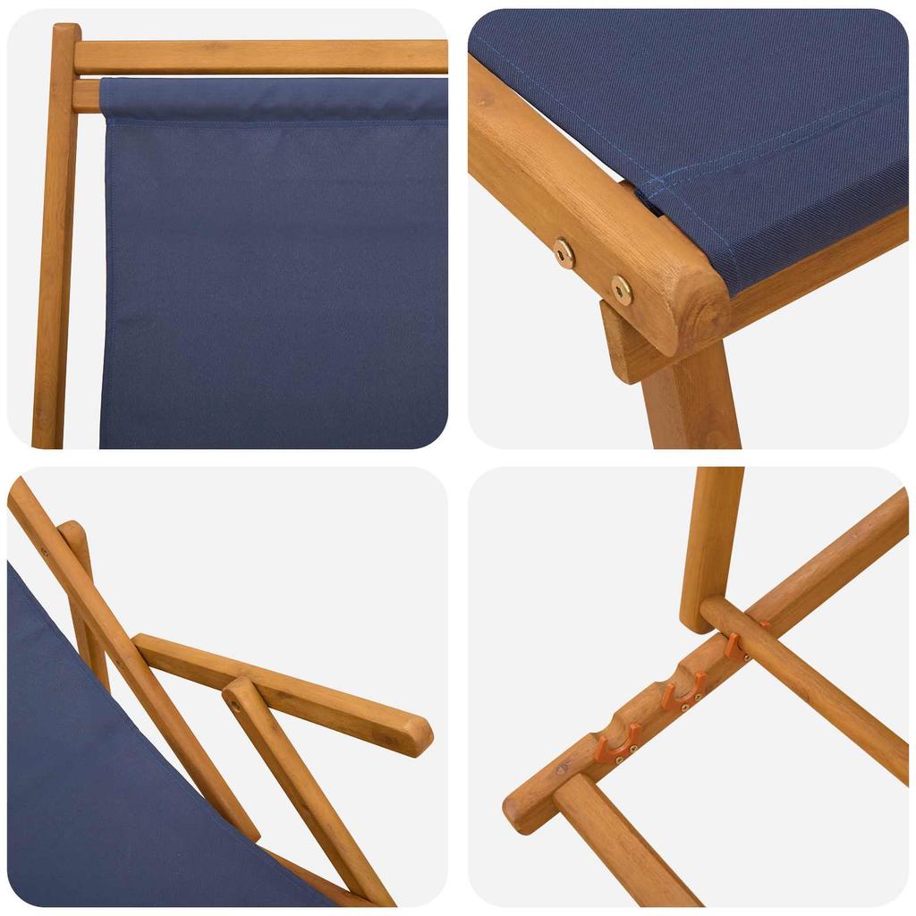 Foldable Sun Lounger 2 Pcs 3 Position Solid Eucalyptus Wood