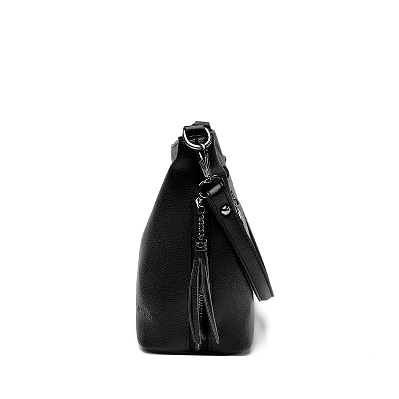 Soft leather fringed shoulder bag Crossbody tote women's bag